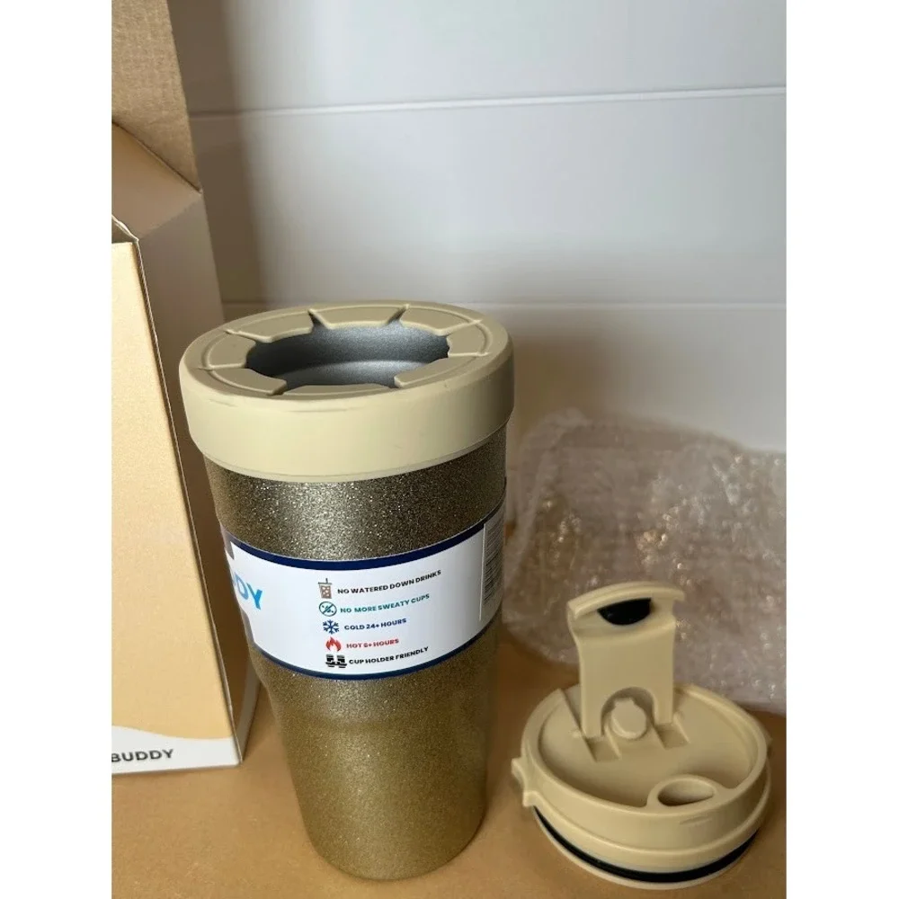 Frost Buddy To-Go Buddy Universal Cup Insulator Champagne Glitz Gold Glitter